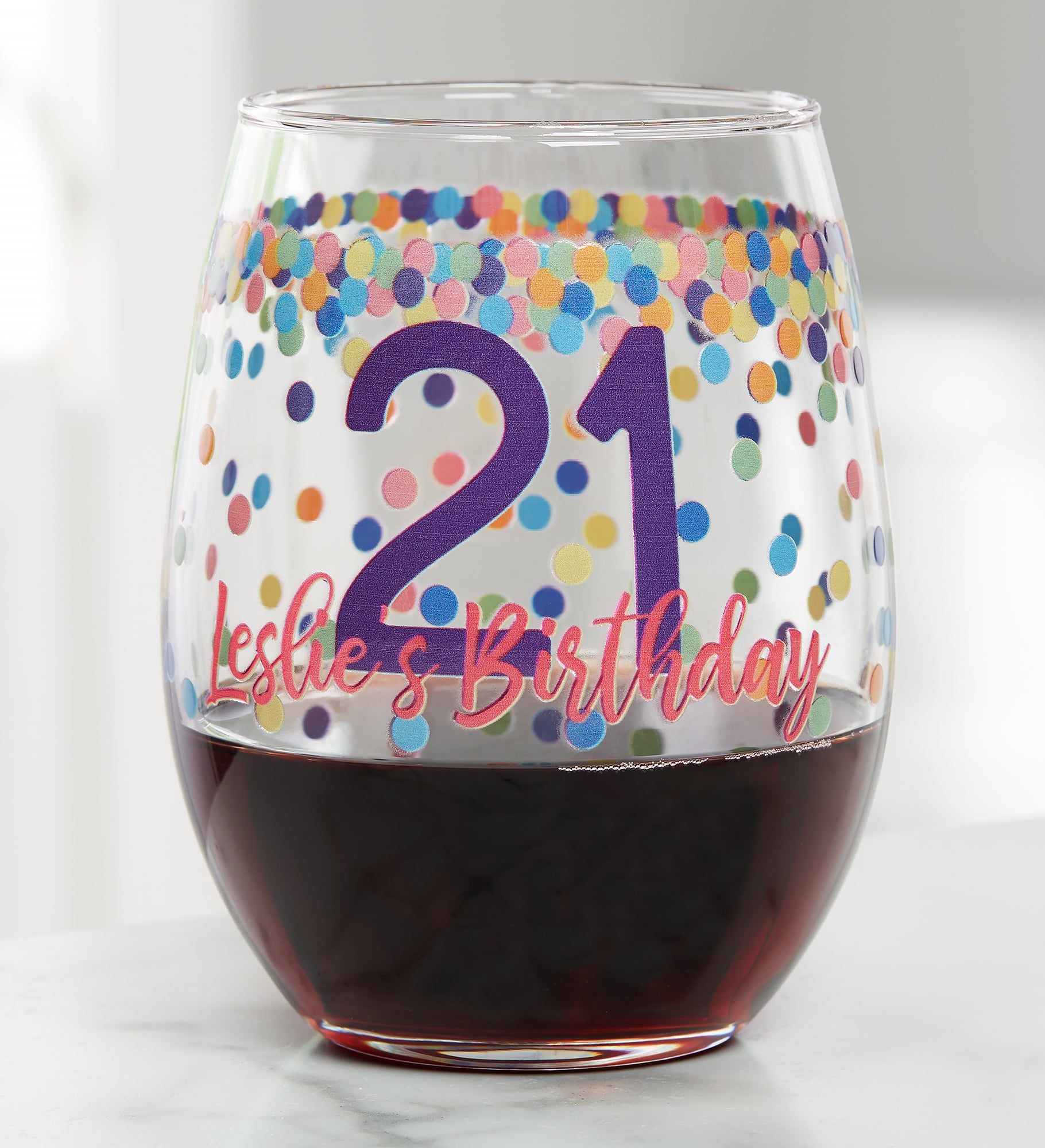 Confetti Cheers Personalized Birthday Wine Glass Collection